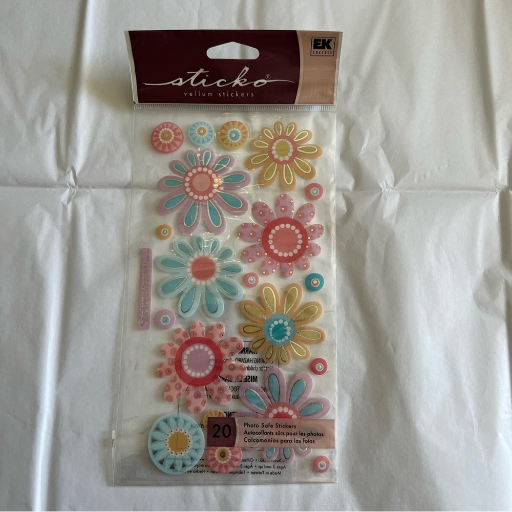 NWT EK Success Sticko Vellum Spring Flowers Sticker Set